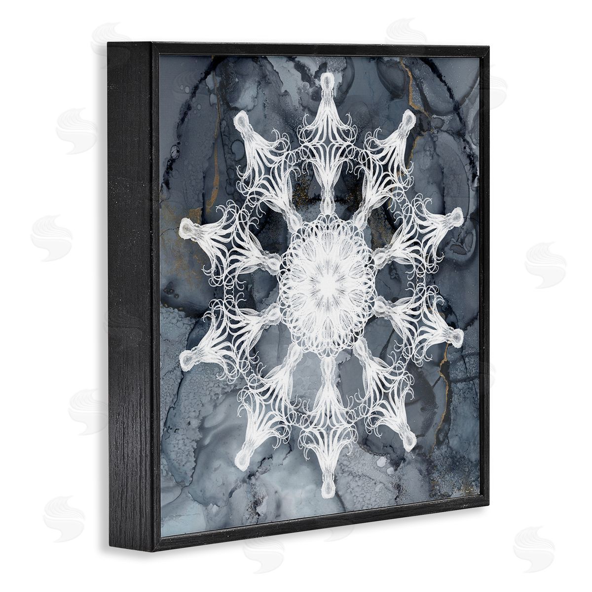 Christine Zalewski Boho Fractal Medallion Black Framed Giclee Wall Artside_