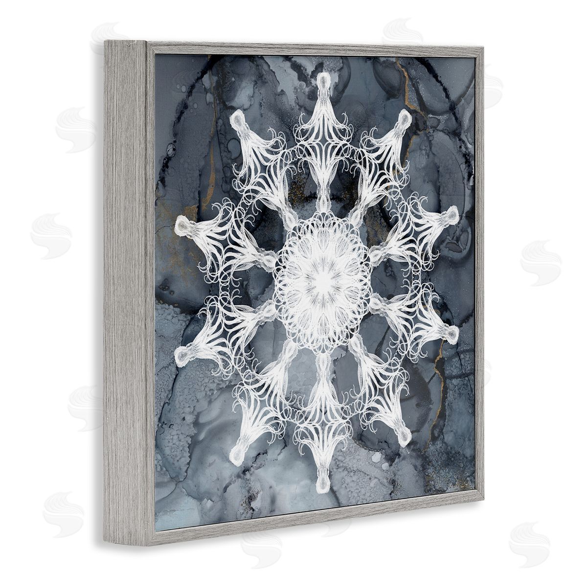 Christine Zalewski Boho Fractal Medallion Gray Framed Giclee Wall Artside_