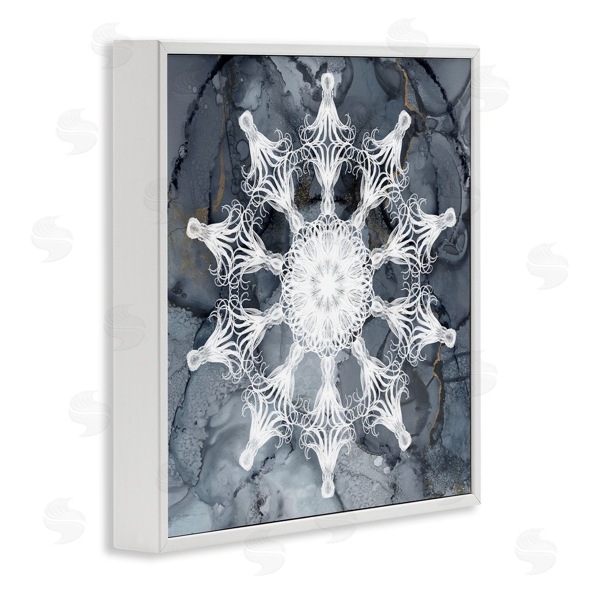 Christine Zalewski Boho Fractal Medallion White Framed Giclee Wall Artside_
