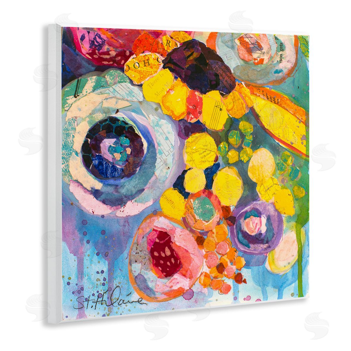 Elizabeth St. Hilaire Abstract Bold Flower Painting Wall Plaque Artside_