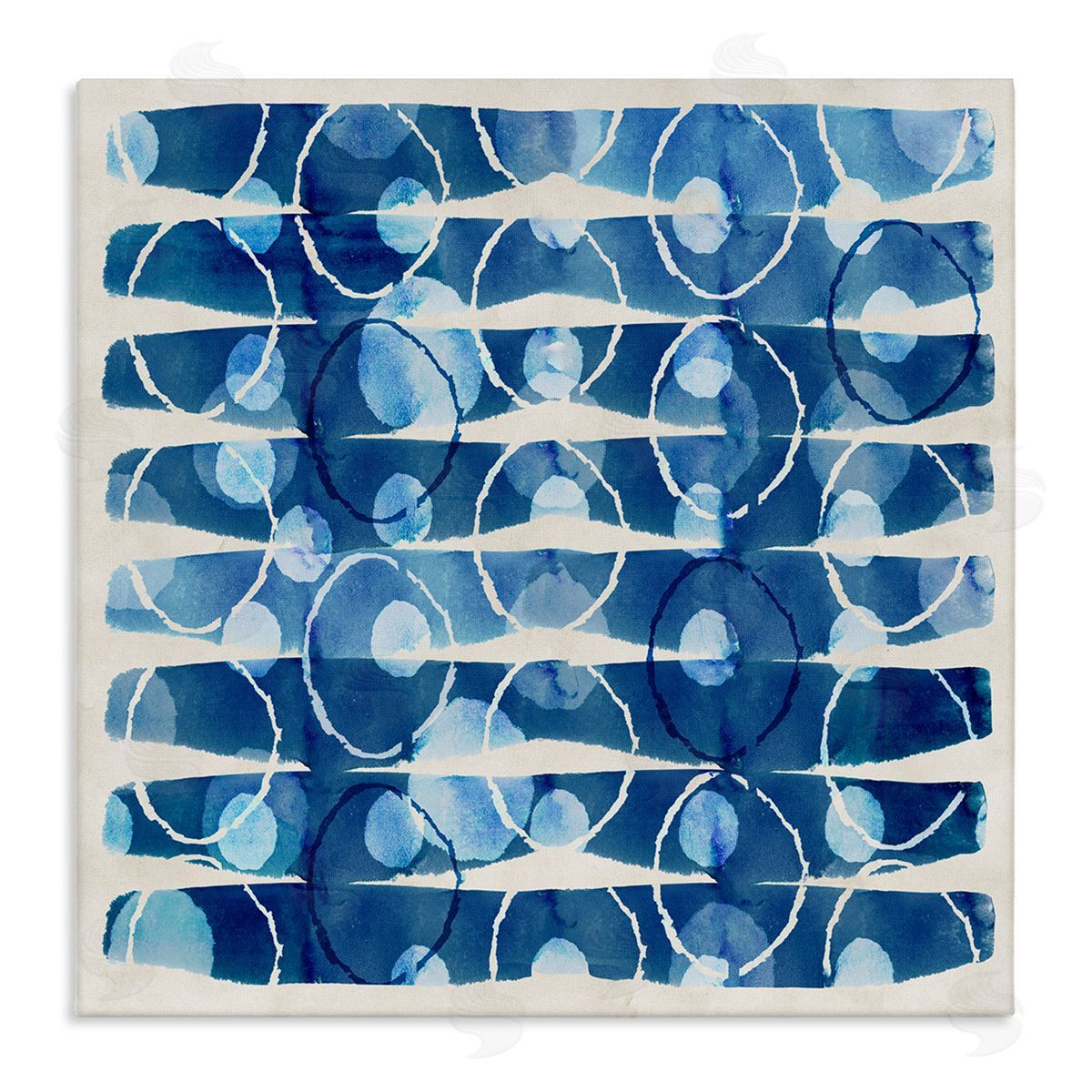 Flora Kouta Blue Patterned Watercolor Canvas Wall Art