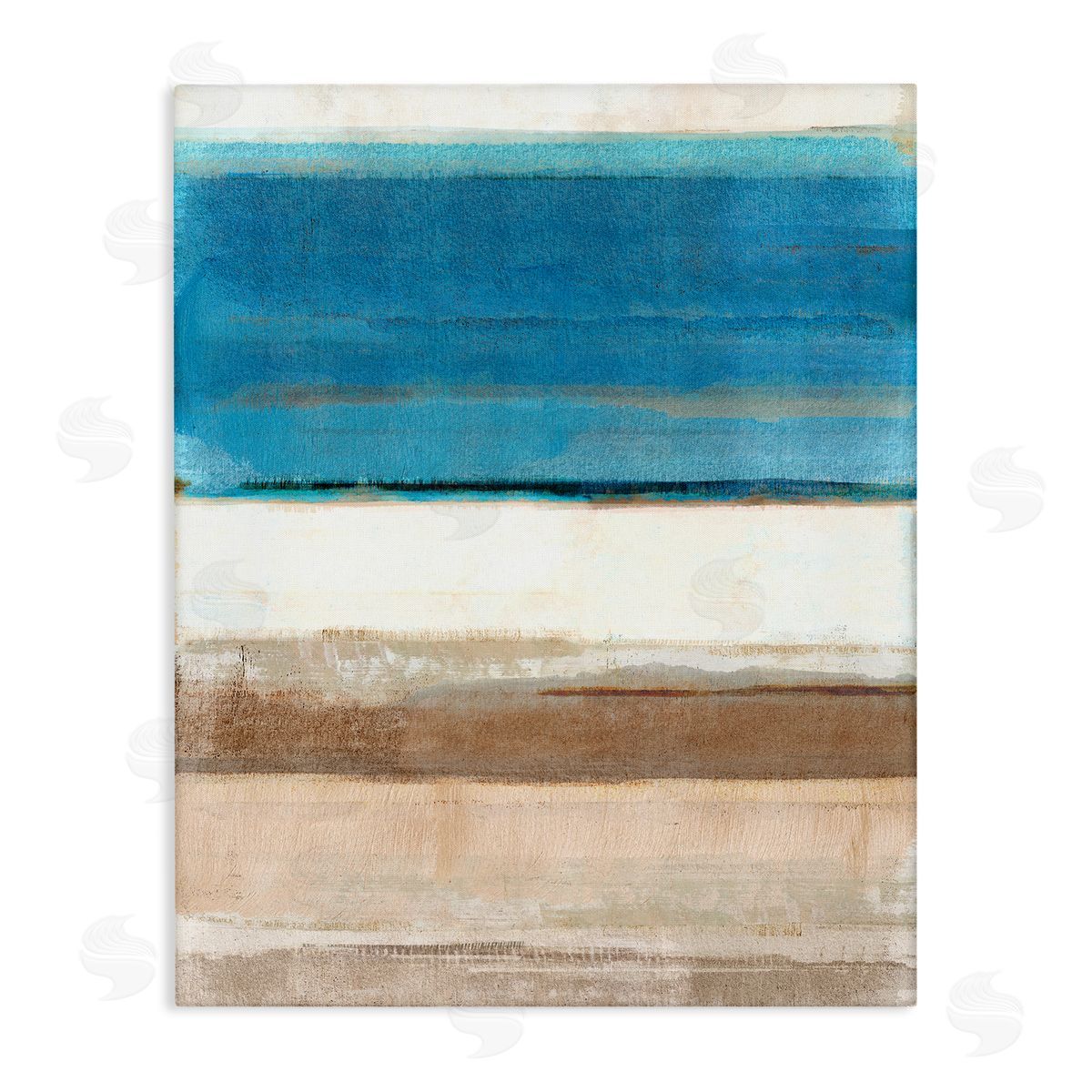 Flora Kouta Blue & Tan Abstraction Canvas Wall Art