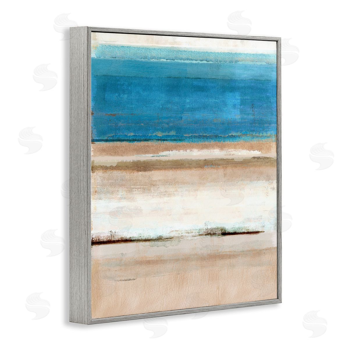 Flora Kouta Abstract Beach Landscape Gray Framed Giclee Wall Artside_