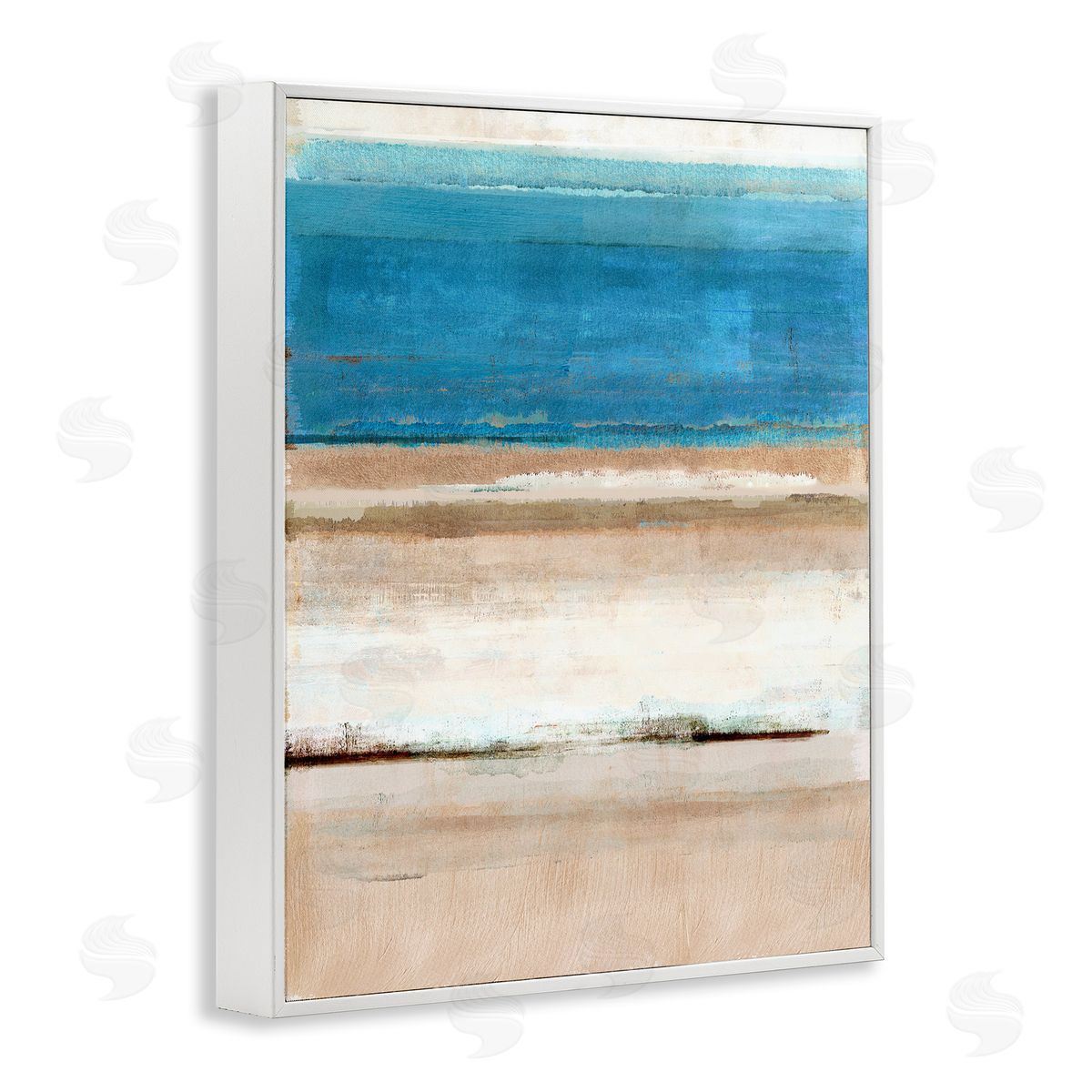 Flora Kouta Abstract Beach Landscape White Framed Giclee Wall Artside_