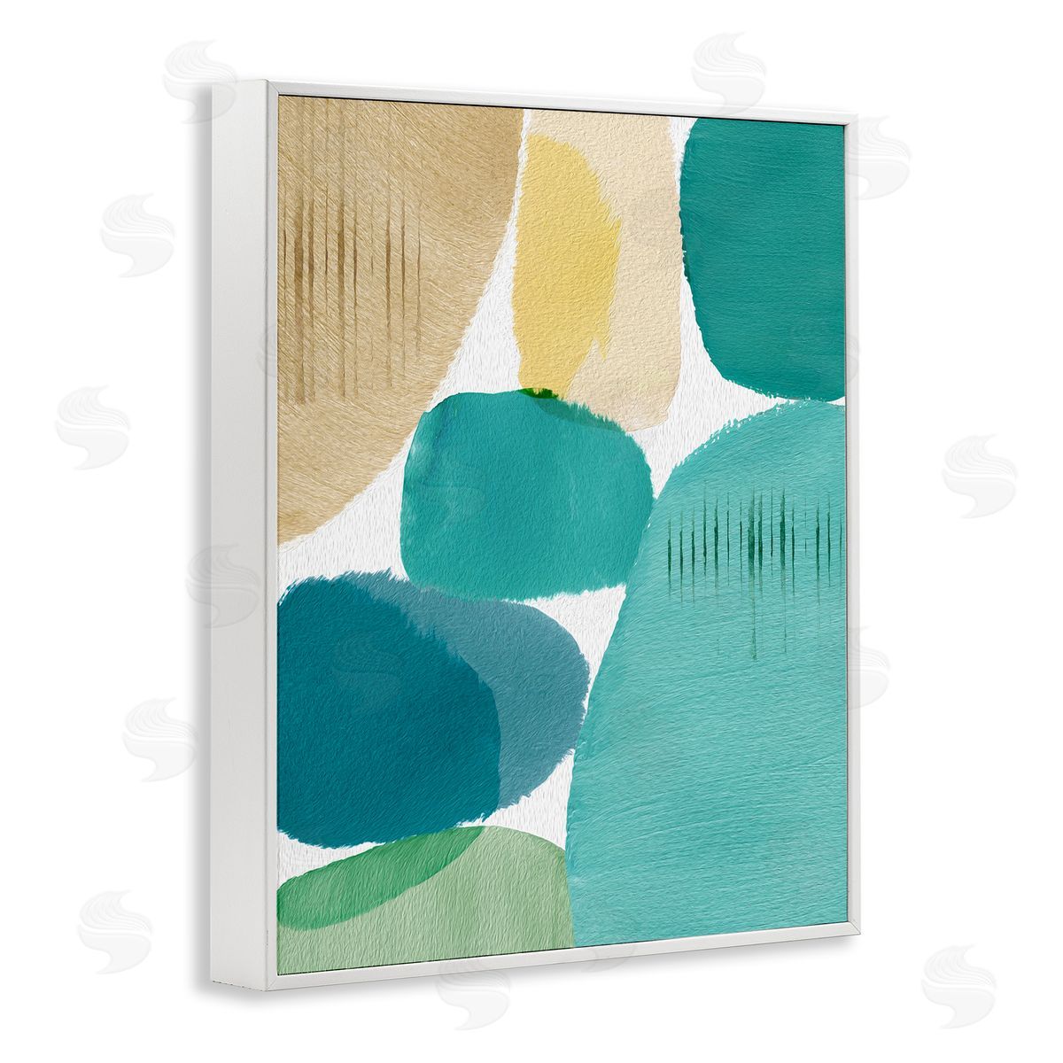 Flora Kouta Contemporary Circles Painting White Framed Giclee Wall Artside_