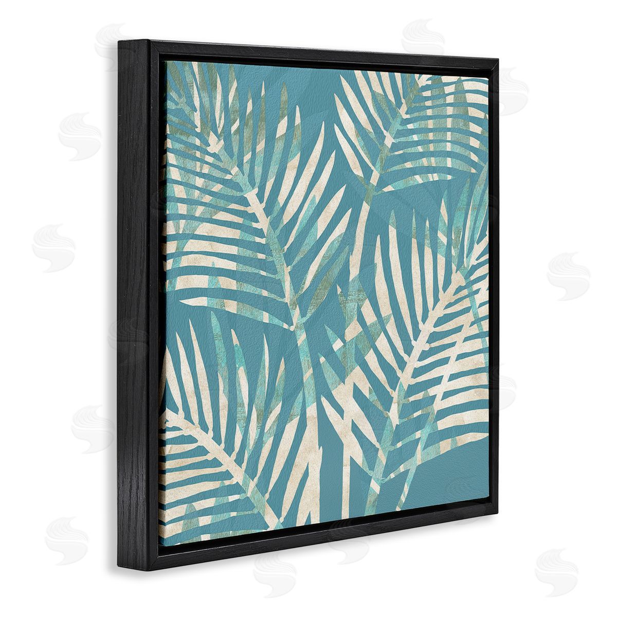 Flora Kouta Tropical Leaves Abstract Black Floater Frame Canvas Artside_