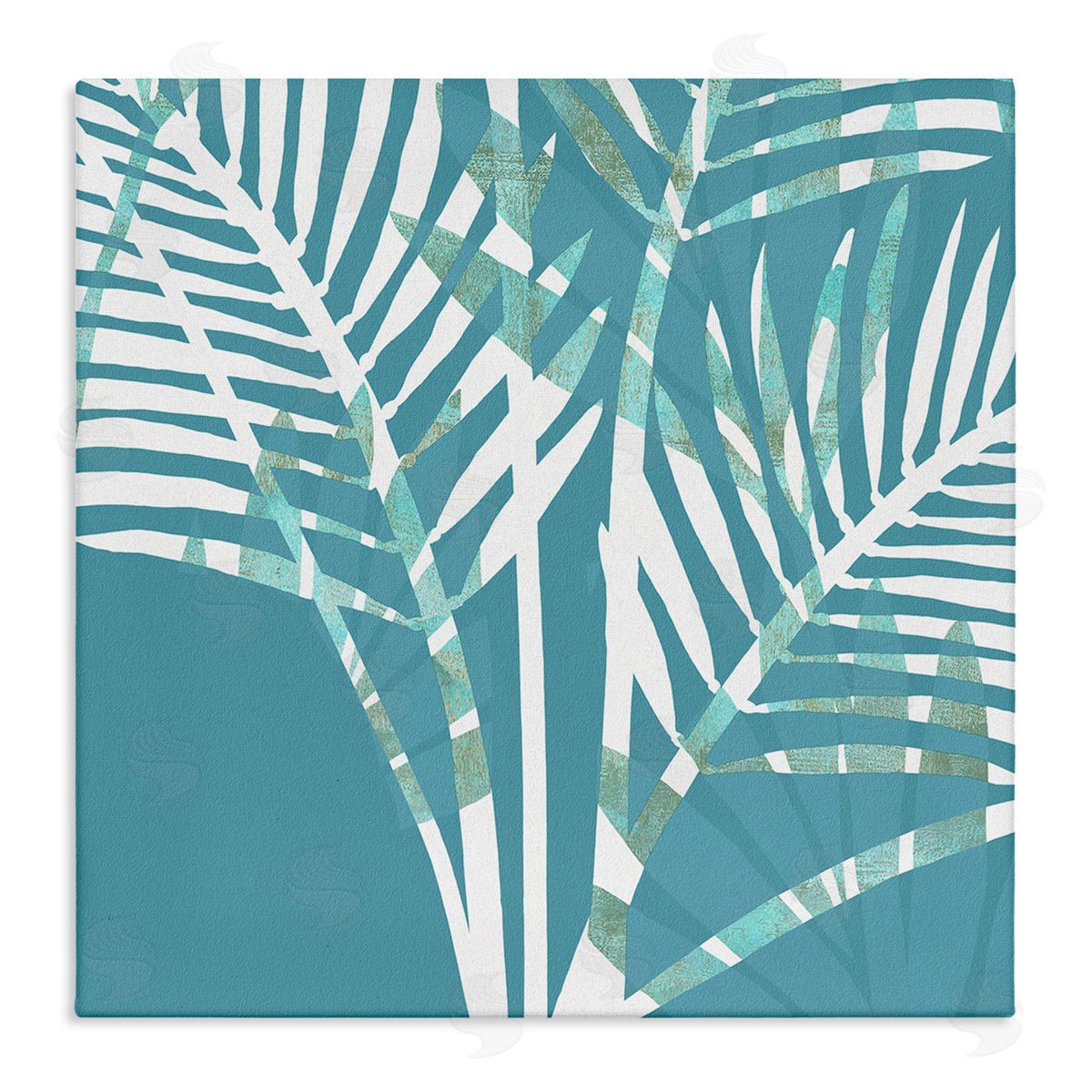 Flora Kouta Blue Modern Plant Leaves Canvas Wall Art
