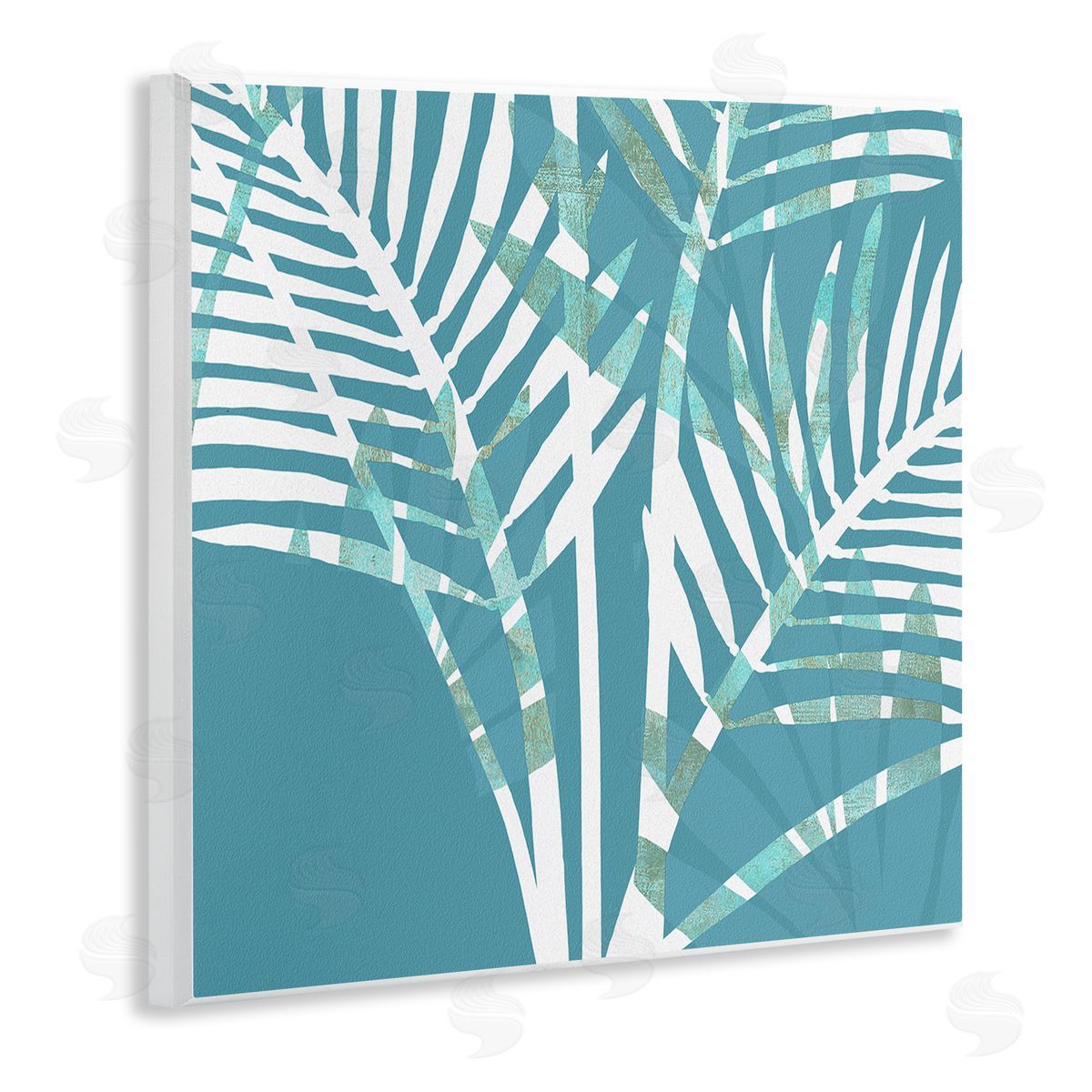 Flora Kouta Blue Modern Plant Leaves Wall Plaque Artside_