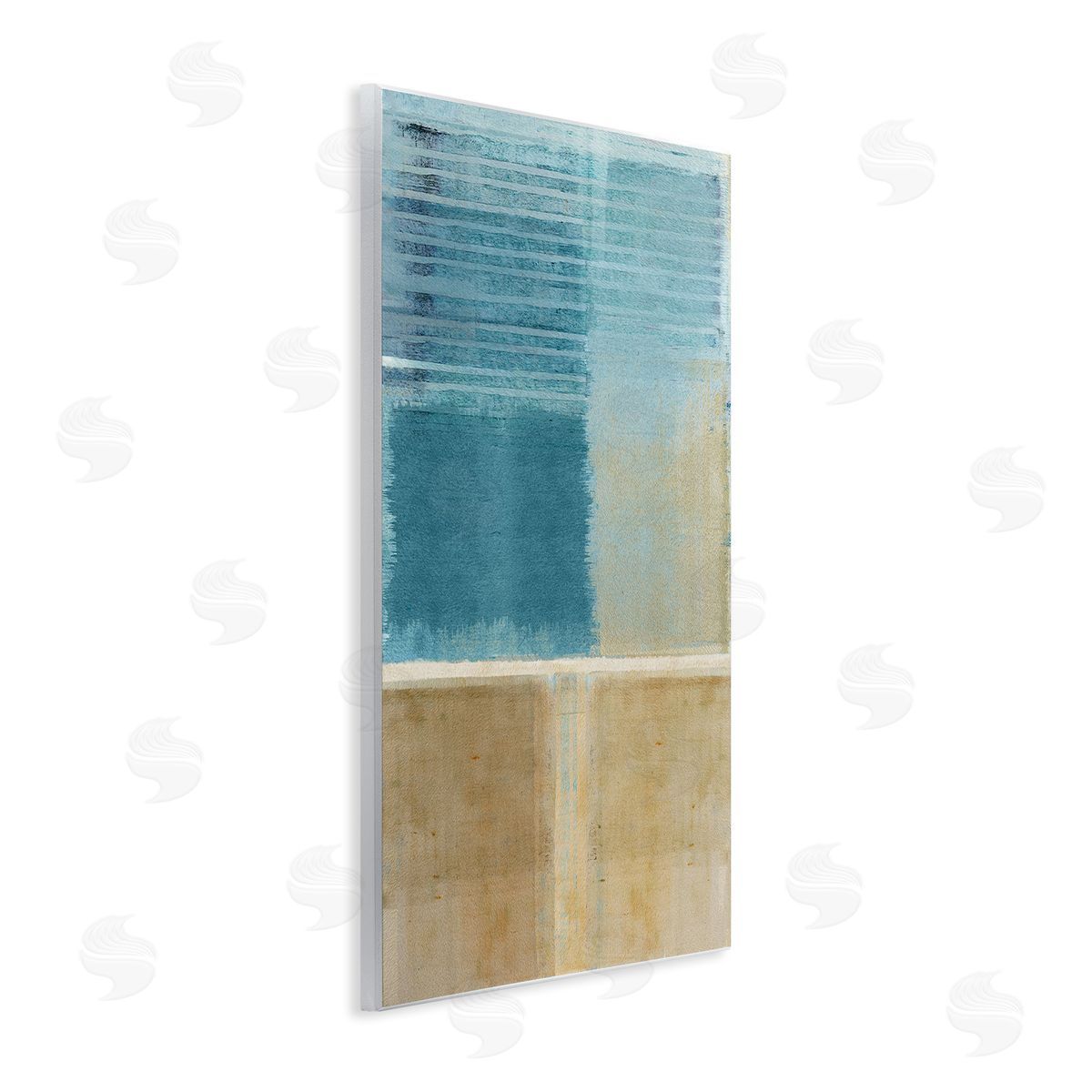 Flora Kouta Blue & Tan Painting Wall Plaque Artside_