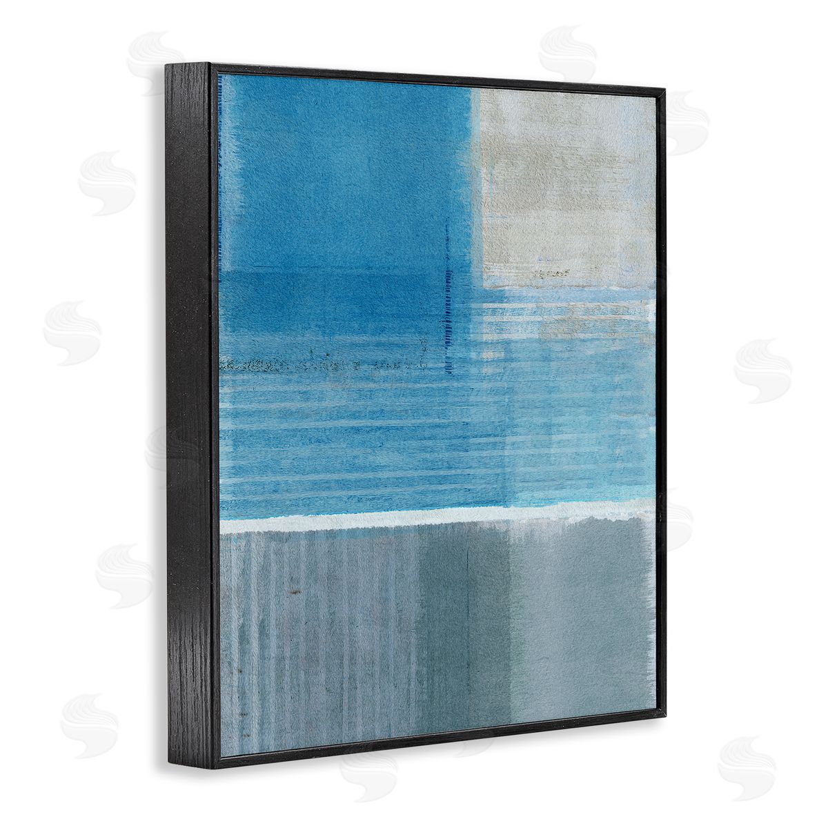 Flora Kouta Grey & Blue Painting Black Framed Giclee Wall Artside_