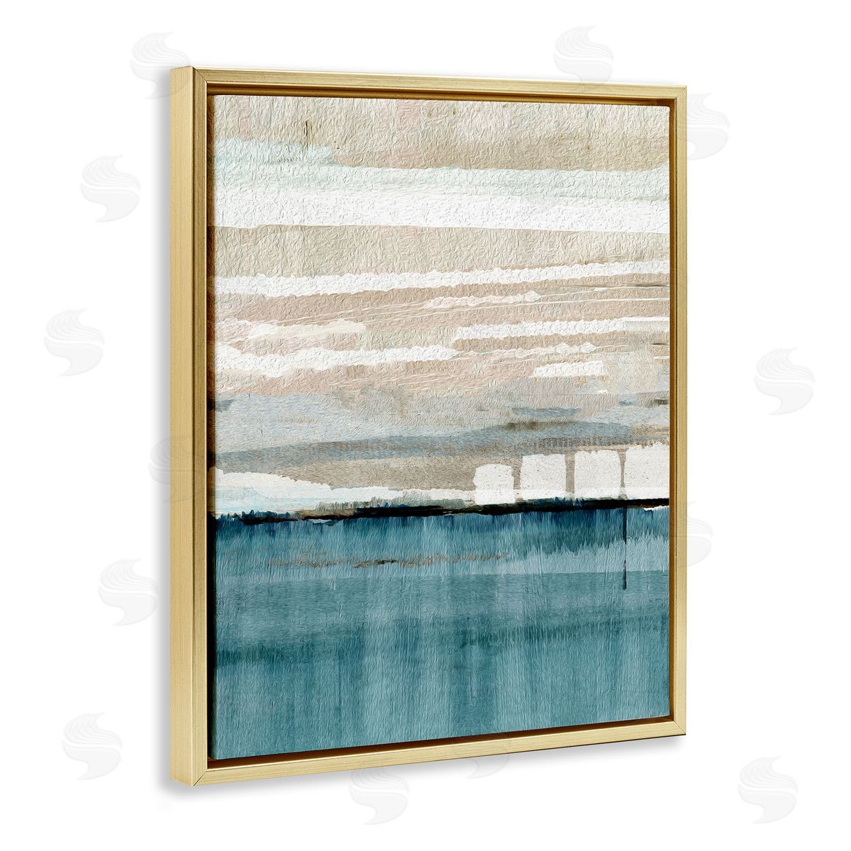 Flora Kouta Abstract Ocean Landscape Gold Floater Frame Canvas Artside_