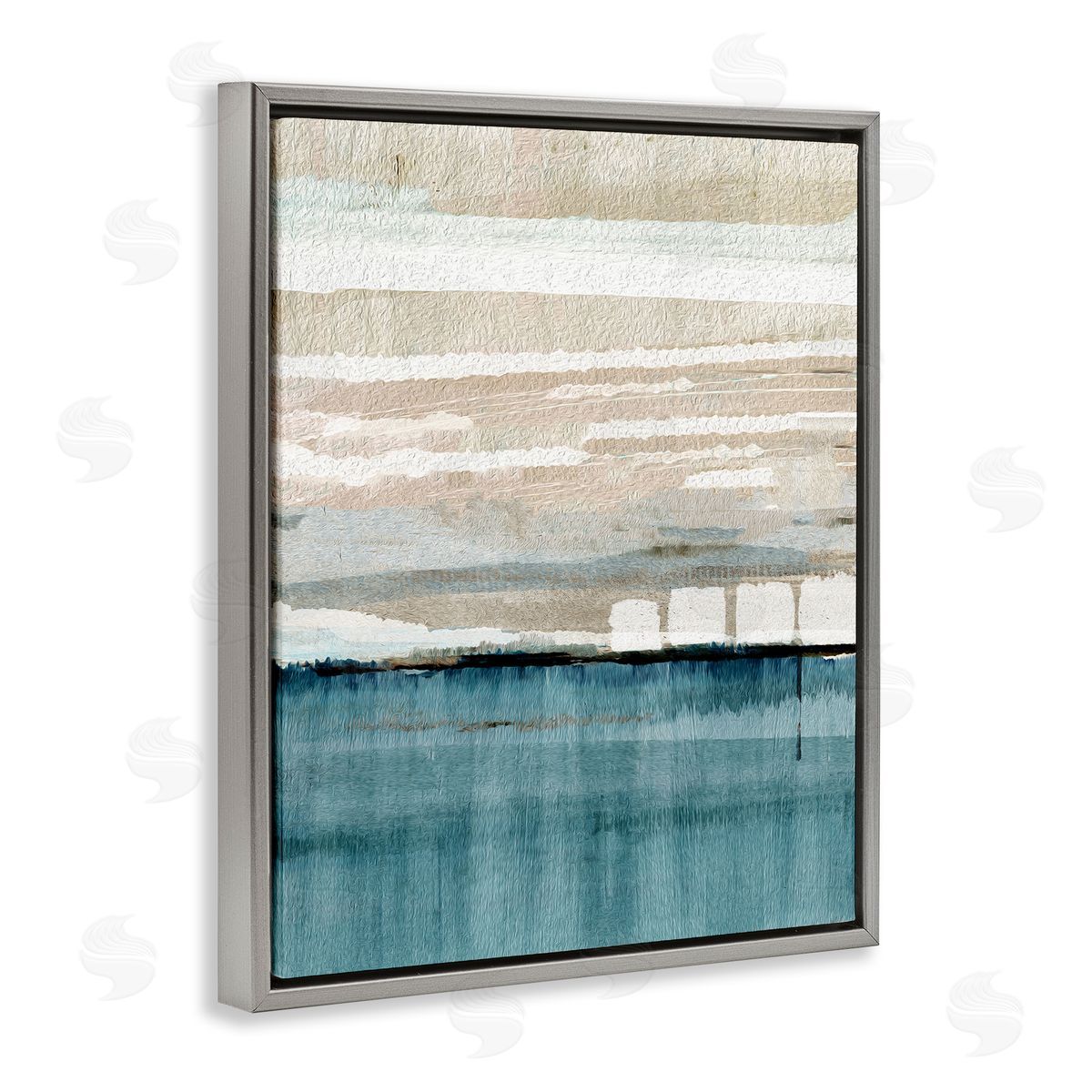 Flora Kouta Abstract Ocean Landscape Gray Floater Frame Canvas Artside_