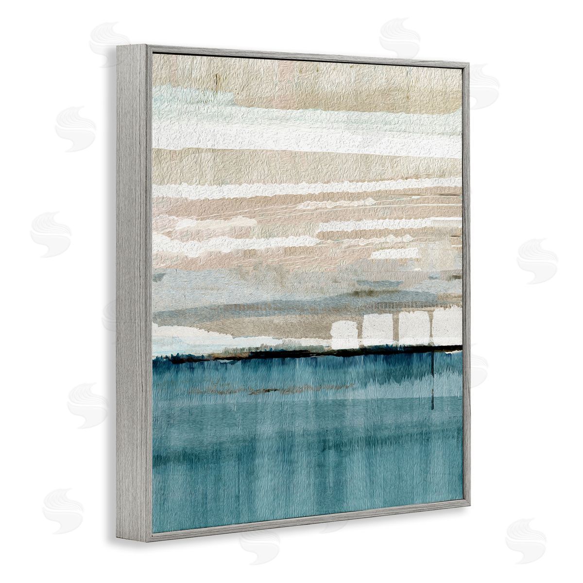 Flora Kouta Abstract Ocean Landscape Gray Framed Giclee Wall Artside_