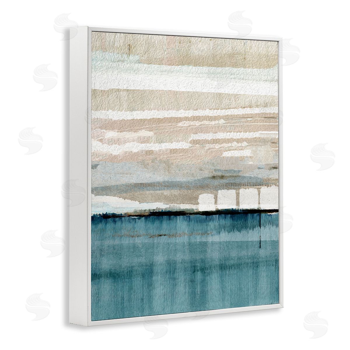 Flora Kouta Abstract Ocean Landscape White Framed Giclee Wall Artside_