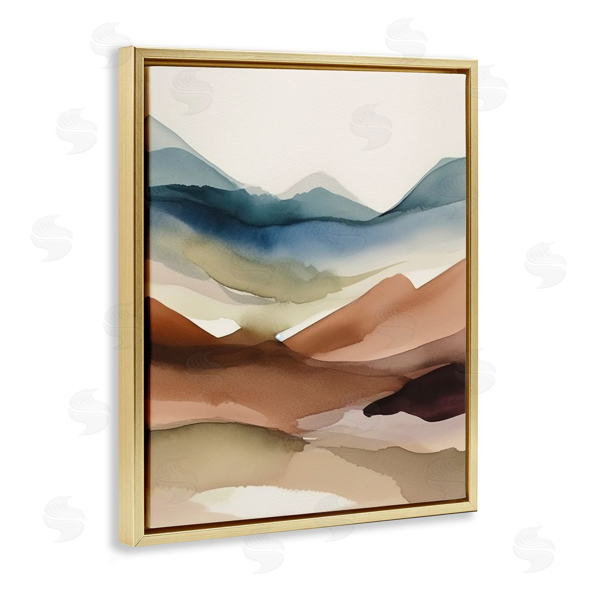 Abstract Desert Landscape Gold Floating Frame Canvas Wall Art, Home Decor by Andrea Haase