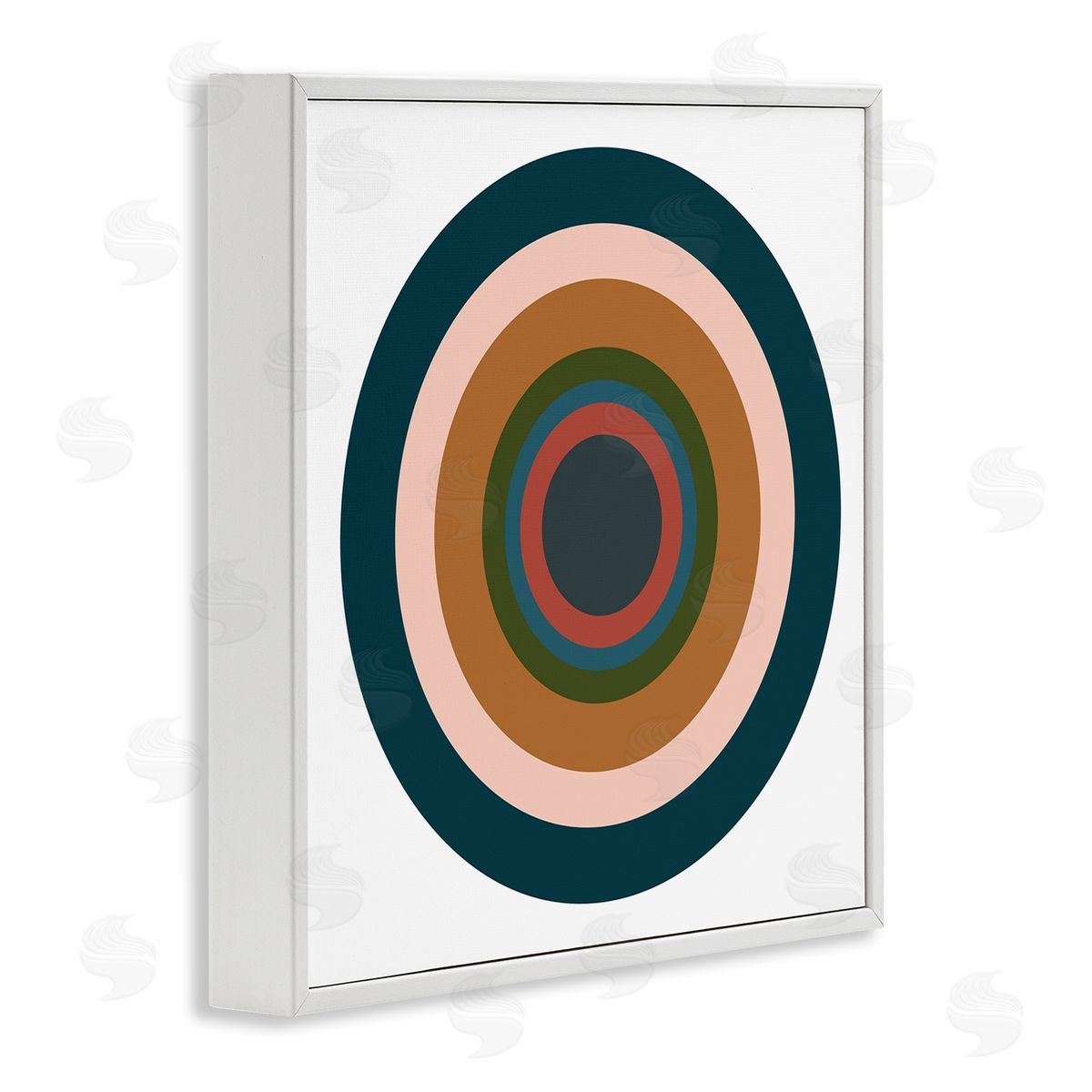 Jim Schlotzhauer Contemporary Muted Circles White Framed Giclee Wall Artside_