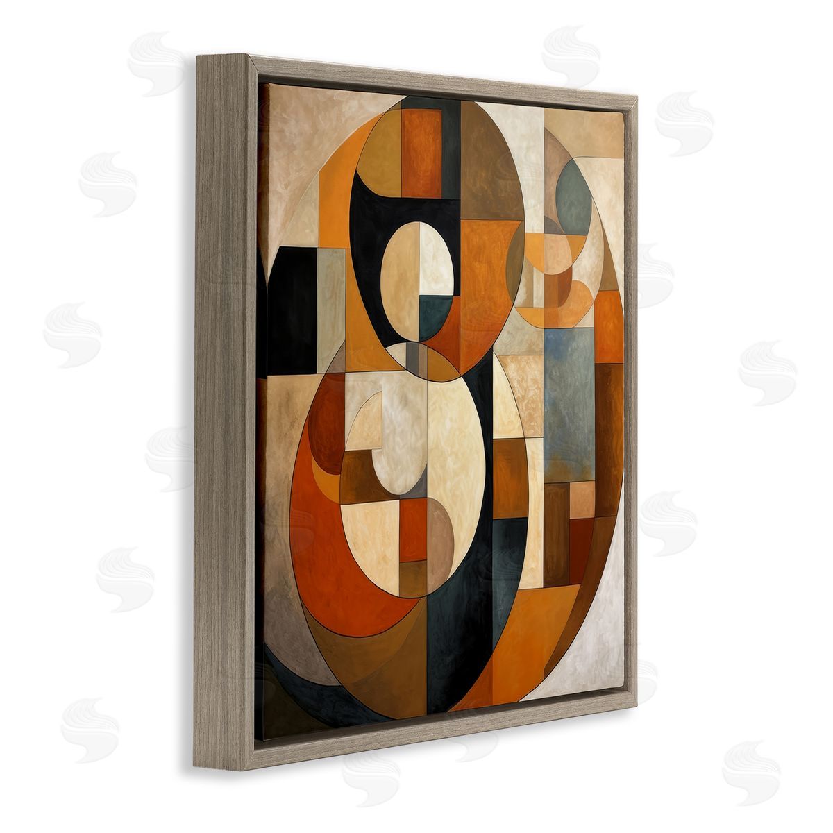 Irena Orlov Dark Contemporary Shapes Brown Floater Frame Canvas Artside_