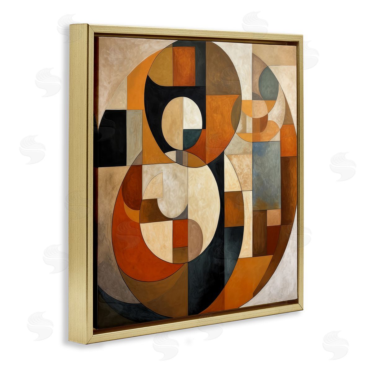 Irena Orlov Dark Contemporary Shapes Gold Floater Frame Canvas Artside_