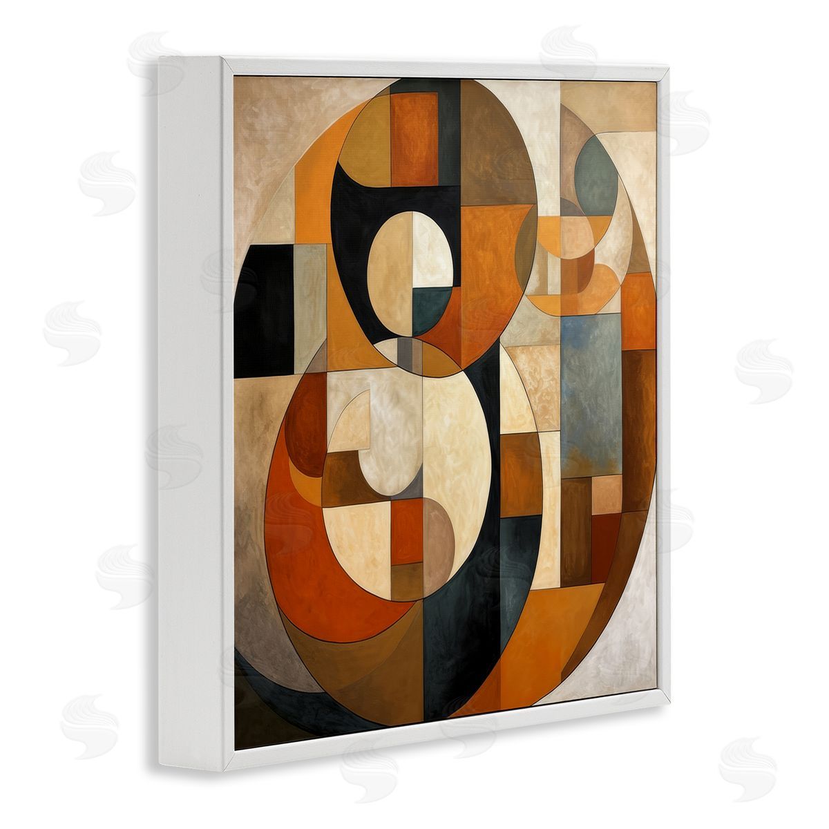 Irena Orlov Dark Contemporary Shapes White Framed Giclee Wall Artside_