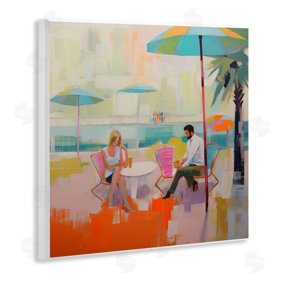 Irena Orlov Couple at Beach Abstract Wall Plaque Artside_