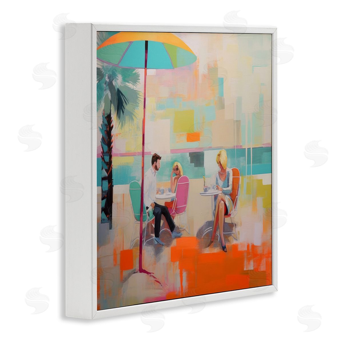 Irena Orlov Abstract Tropical Summer White Framed Giclee Wall Artside_