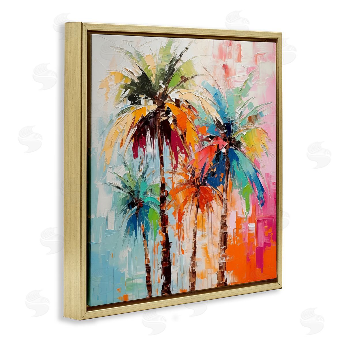 Irena Orlov Abstract Palm Tree Painting Gold Floater Frame Canvas Artside_
