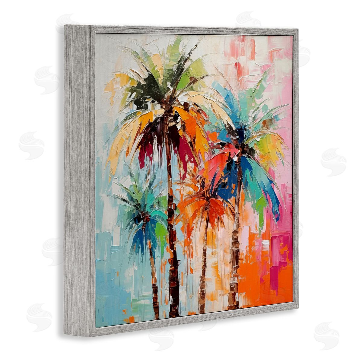 Irena Orlov Abstract Palm Tree Painting Gray Framed Giclee Wall Artside_
