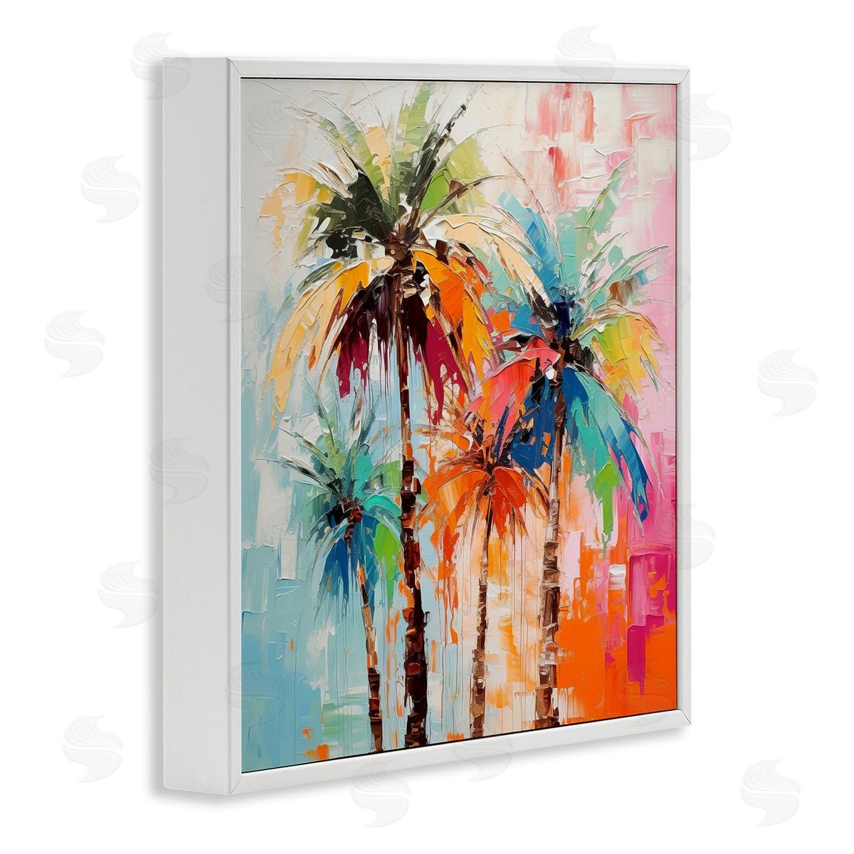 Irena Orlov Abstract Palm Tree Painting White Framed Giclee Wall Artside_