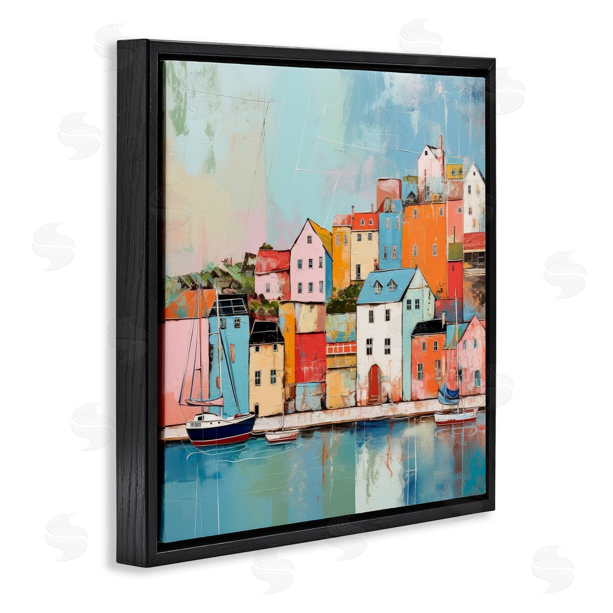 Irena Orlov Seaside Neighborhood Painting Black Floater Frame Canvas Artside_