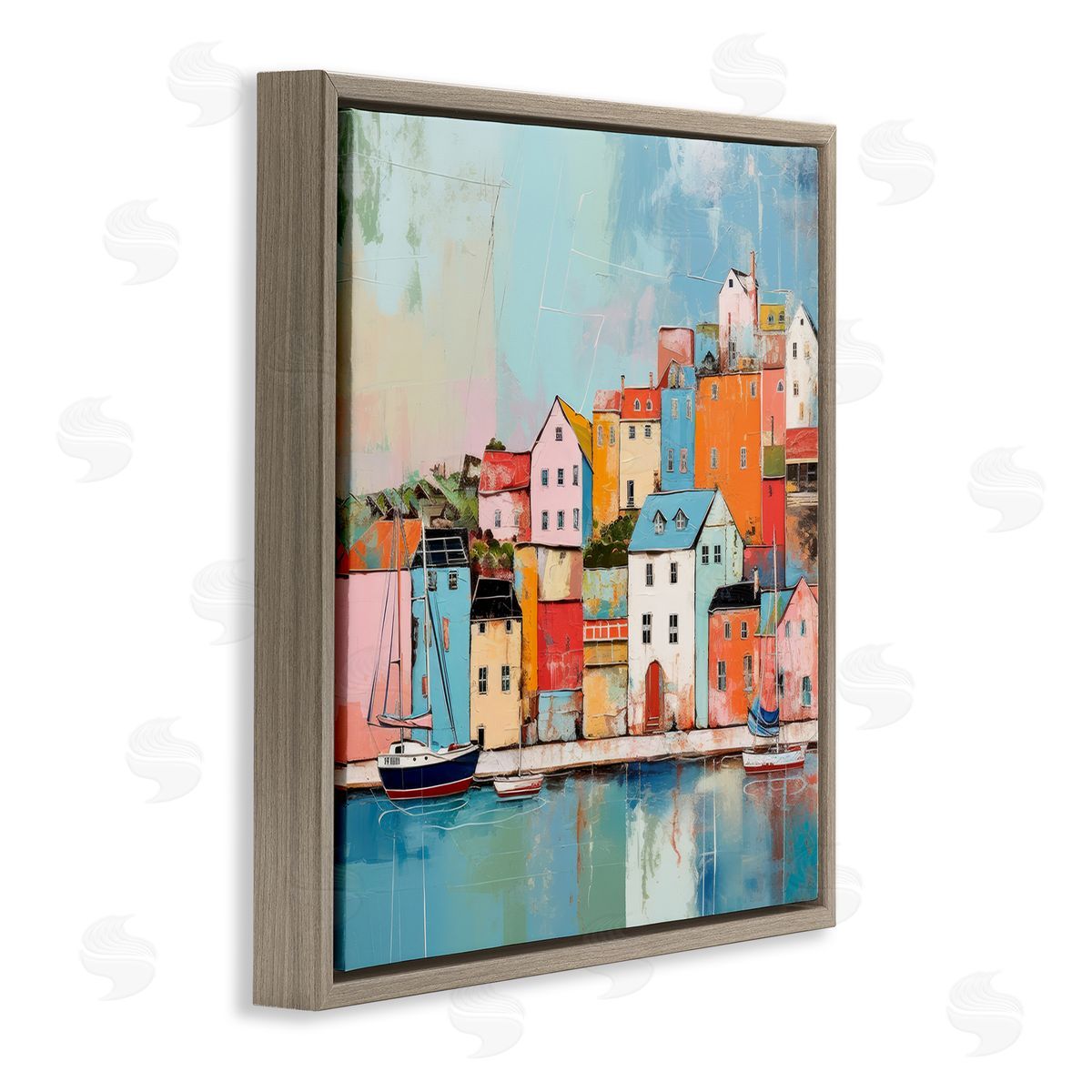 Irena Orlov Seaside Neighborhood Painting Brown Floater Frame Canvas Artside_