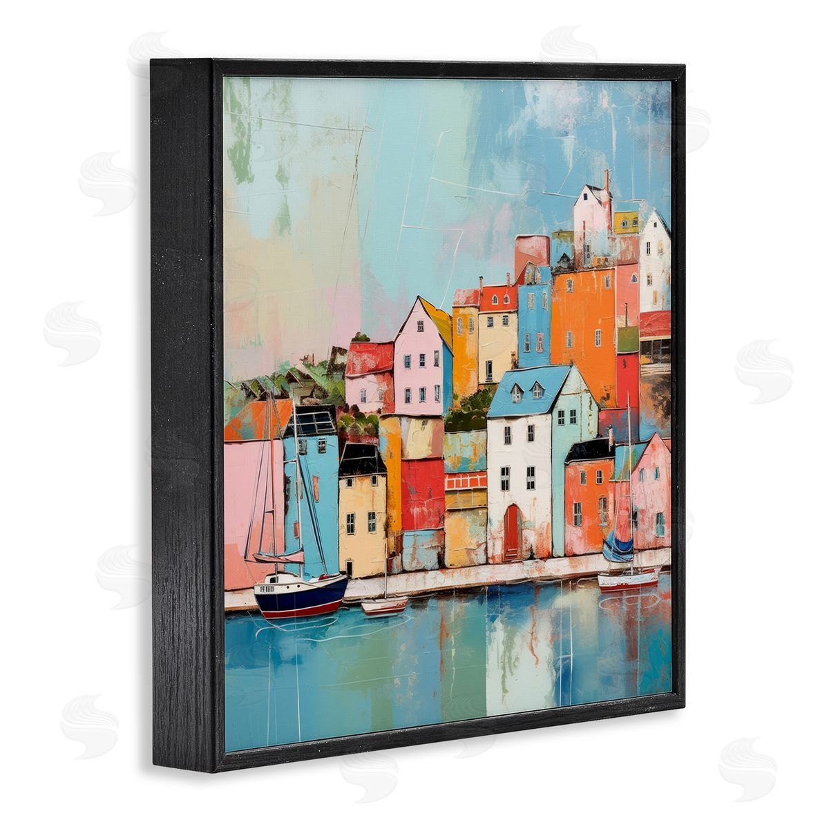 Irena Orlov Seaside Neighborhood Painting Black Framed Giclee Wall Artside_