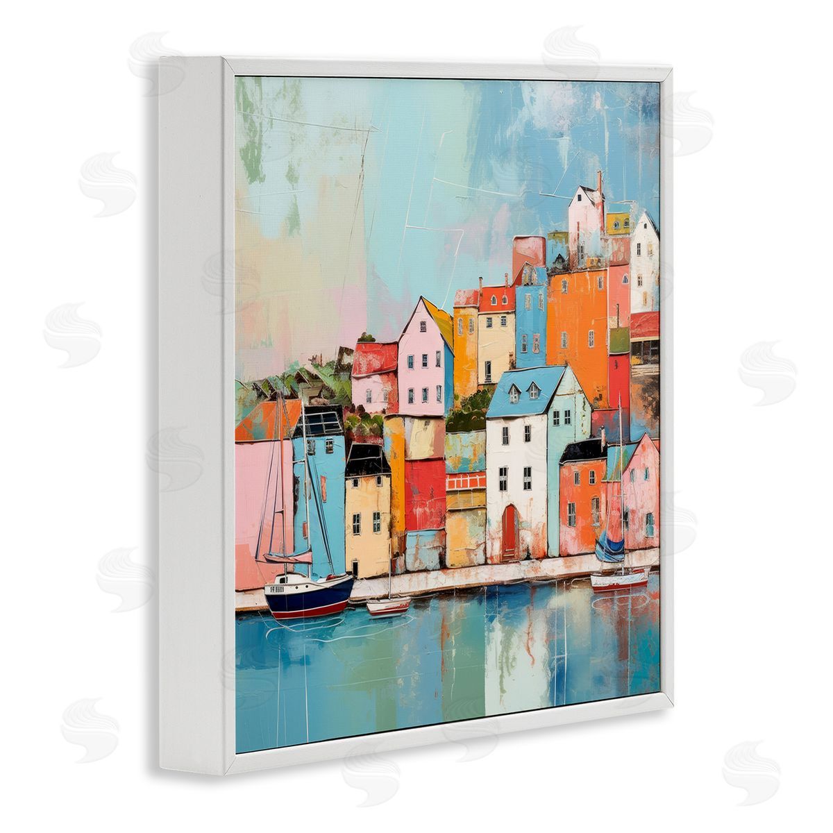 Irena Orlov Seaside Neighborhood Painting White Framed Giclee Wall Artside_