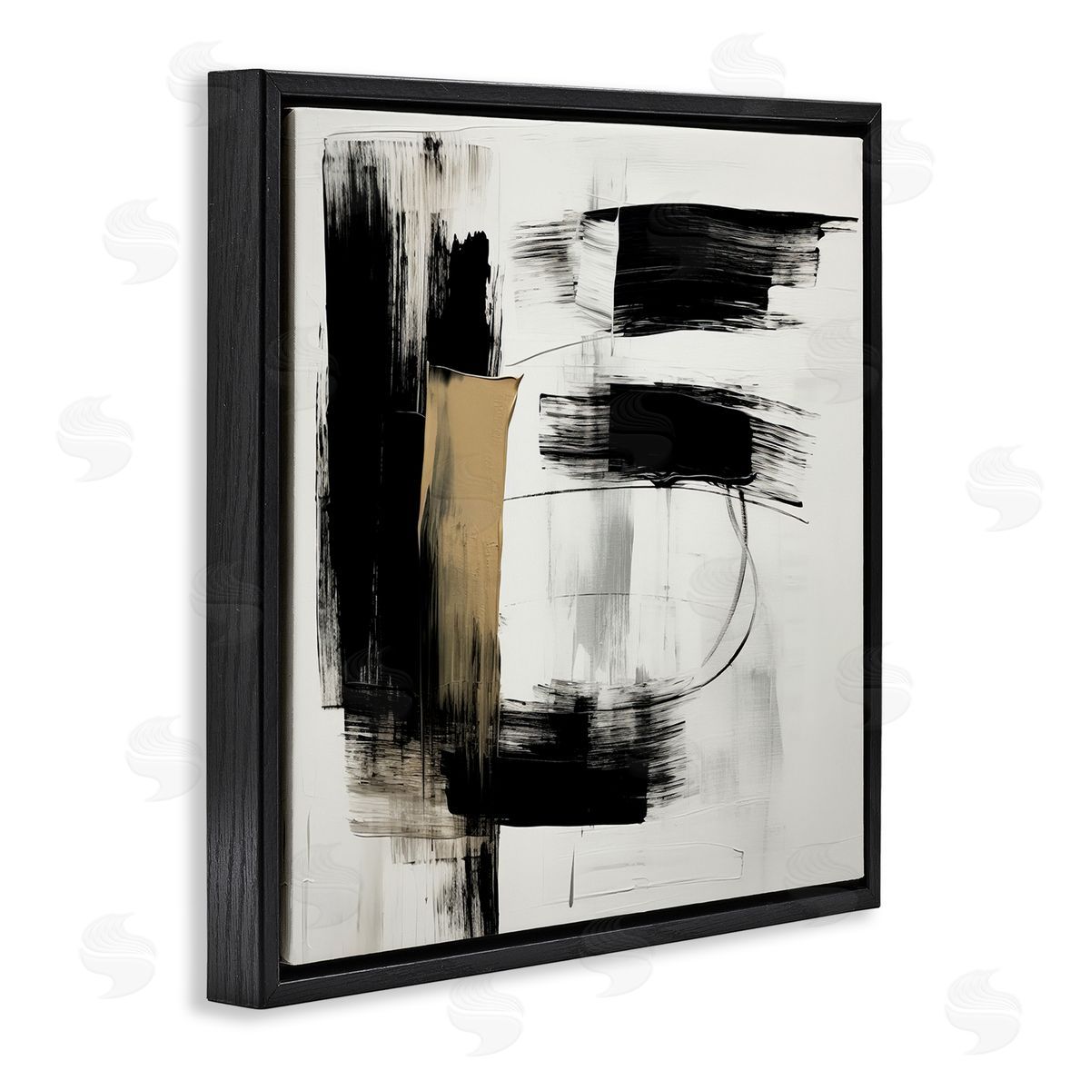 Irena Orlov Black Brush Strokes Black Floater Frame Canvas Artside_