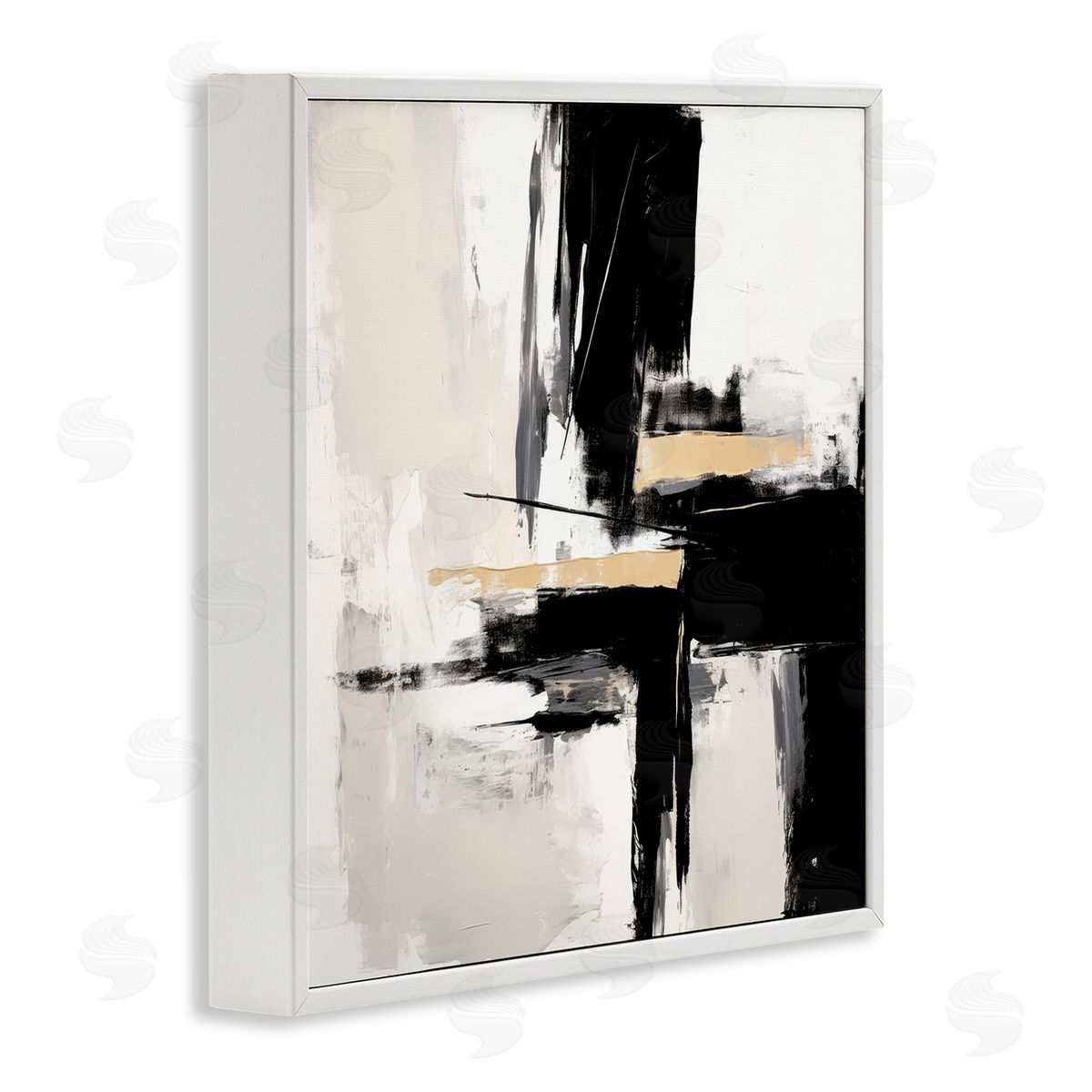 Irena Orlov Chaotic Black Abstract White Framed Giclee Wall Artside_