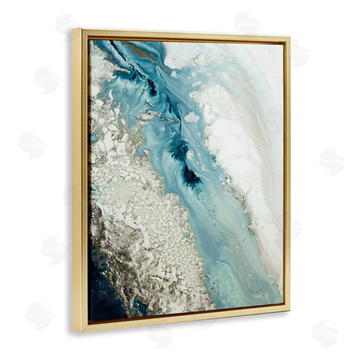 Petra Meikle de Vlas Glam Blue Geode Gold Floater Frame Canvas Artside_