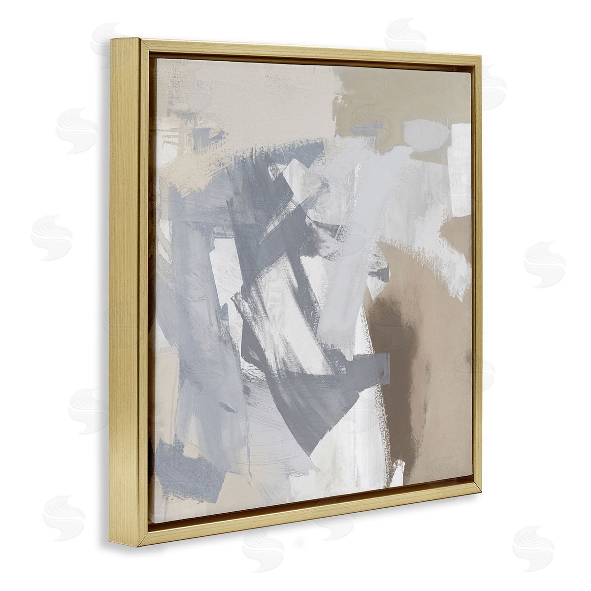 Rachel Springer Chaotic Gray & Beige Gold Floater Frame Canvas Artside_