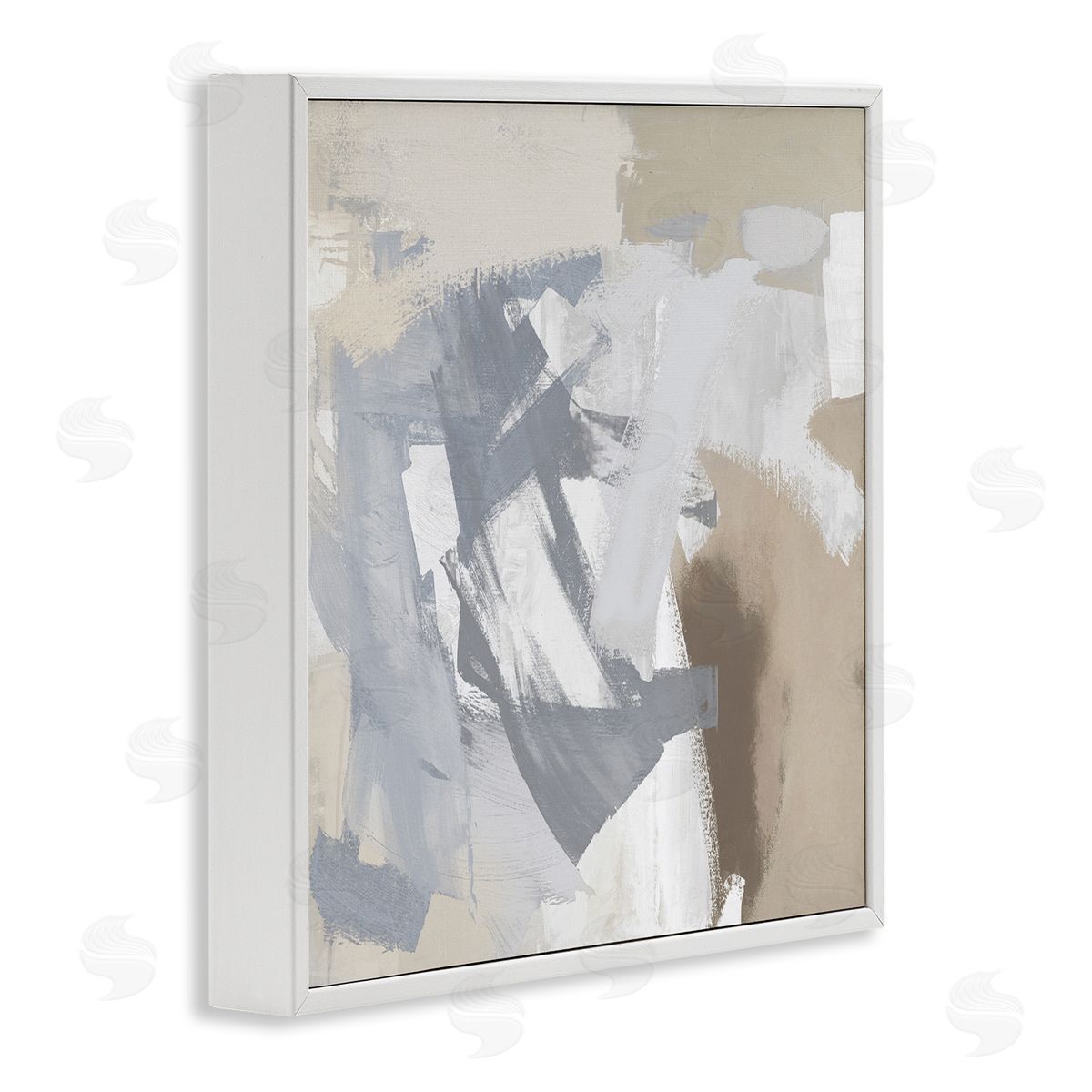 Rachel Springer Chaotic Gray & Beige White Framed Giclee Wall Artside_