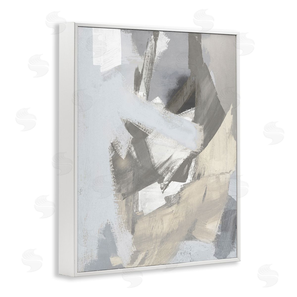Rachel Springer Chaotic Grey Abstraction White Framed Giclee Wall Artside_