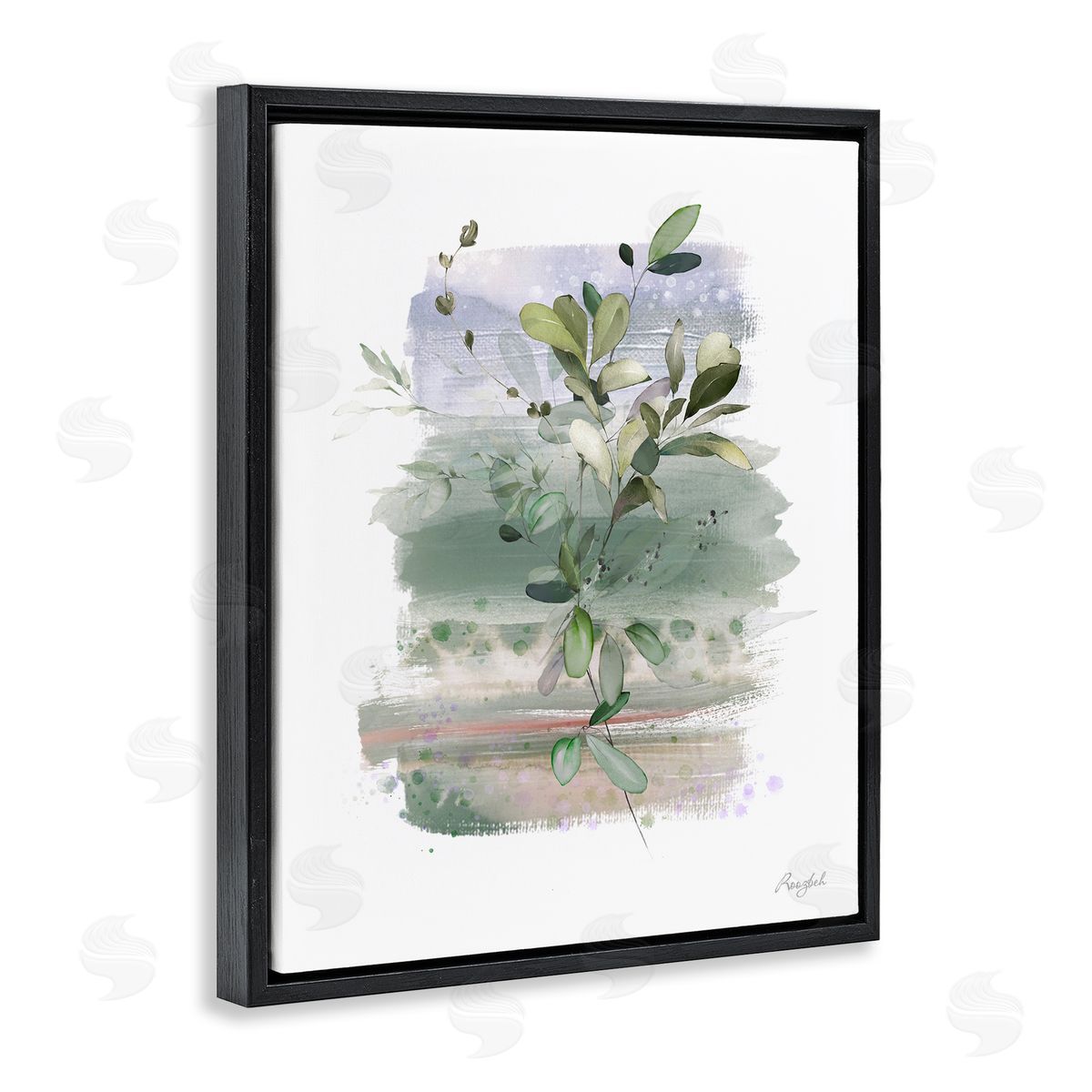 Roozbeh Modern Country Herbs Black Floater Frame Canvas Artside_