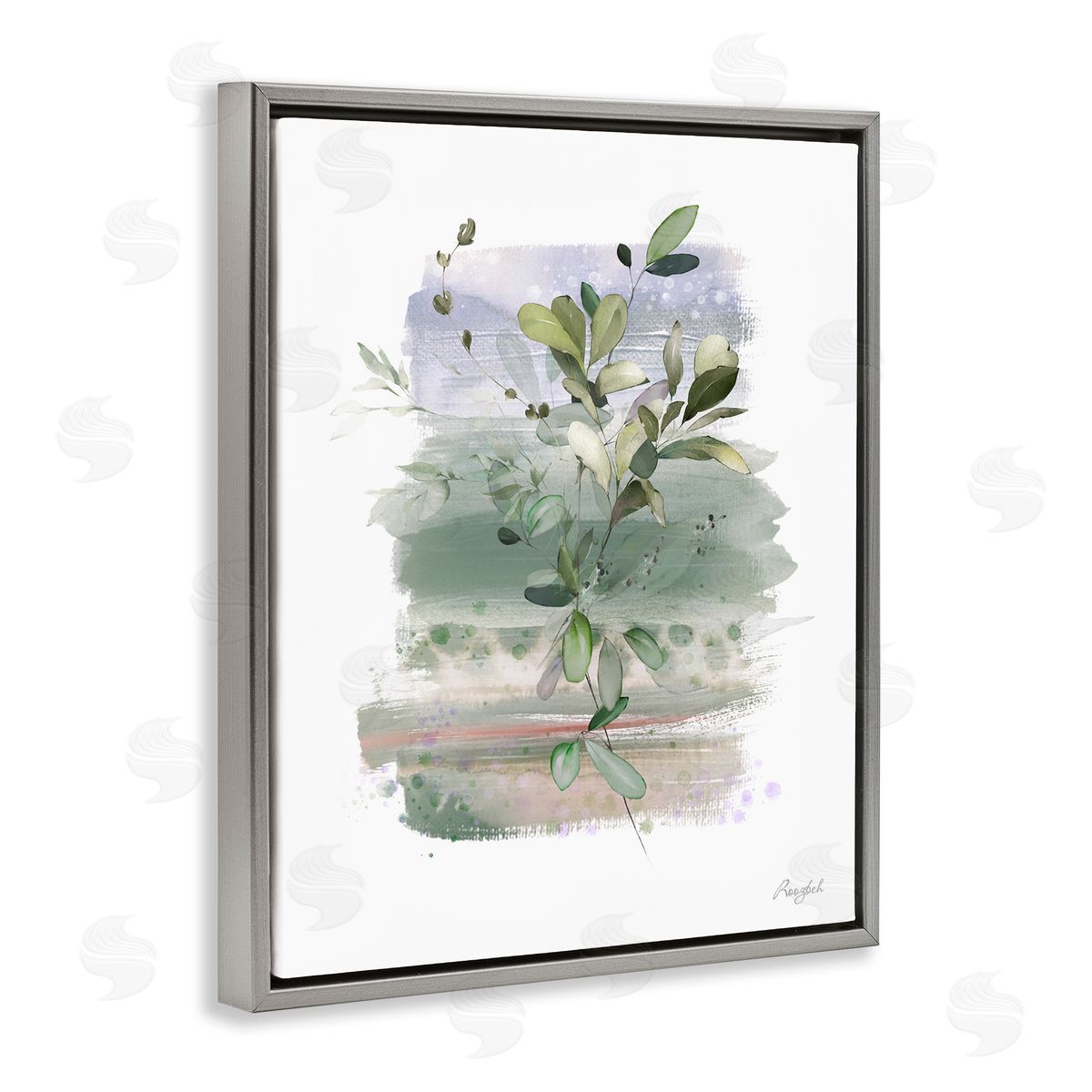 Roozbeh Modern Country Herbs Gray Floater Frame Canvas Artside_