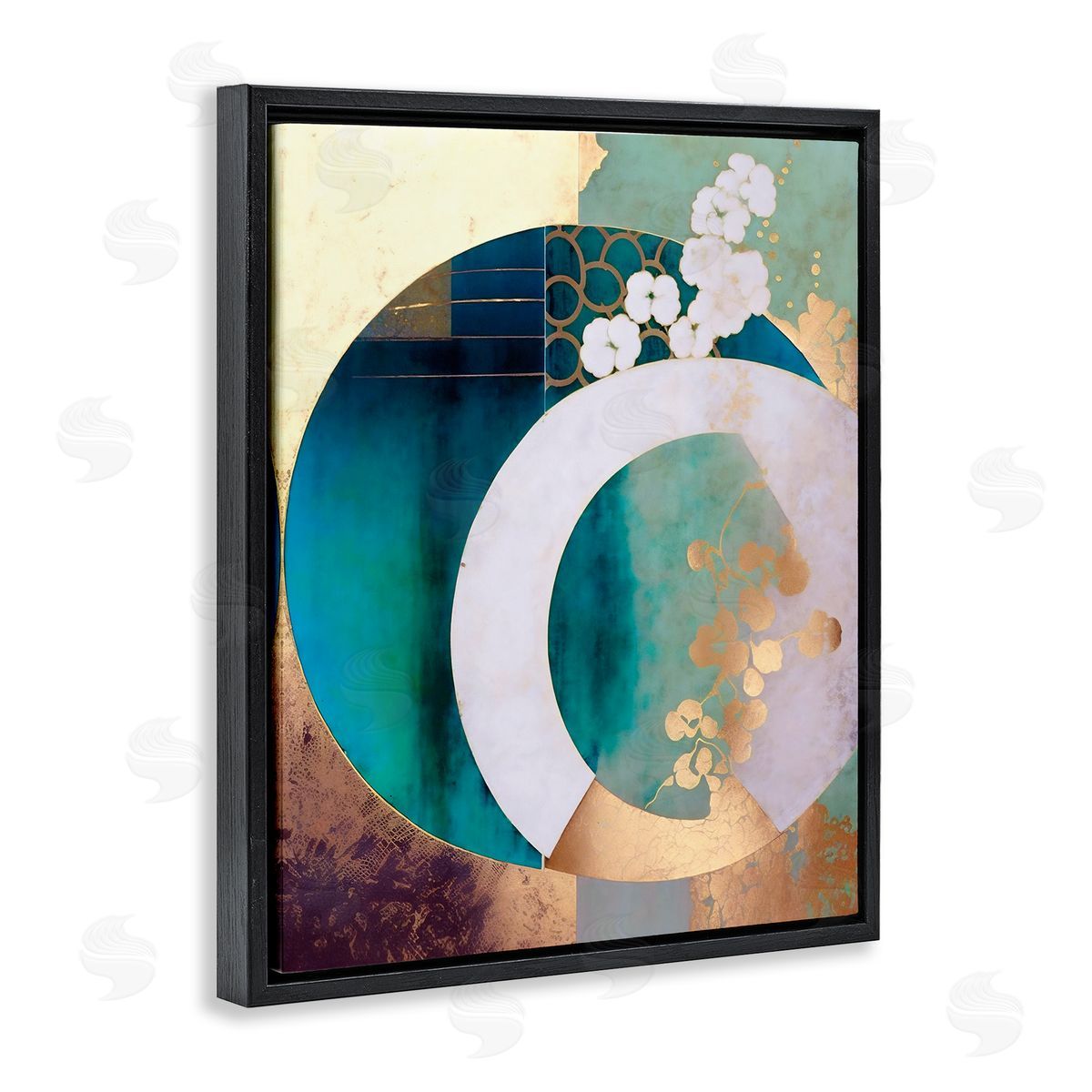 Ray Powers Asian Moon Abstraction Black Floater Frame Canvas Artside_