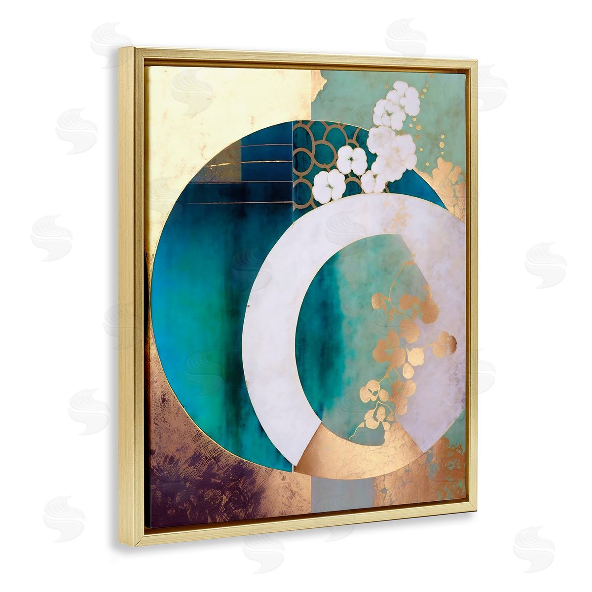 Ray Powers Asian Moon Abstraction Gold Floater Frame Canvas Artside_