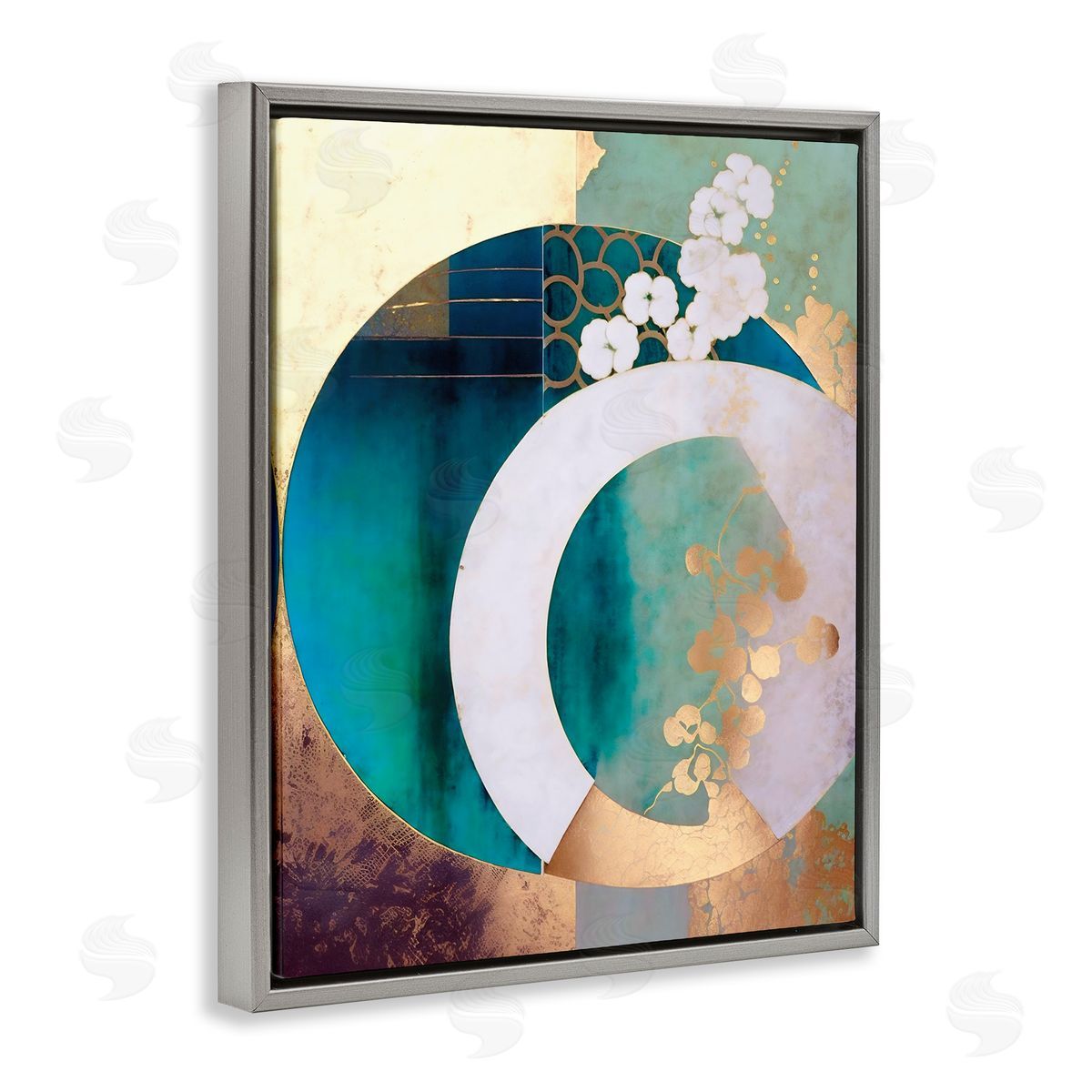 Ray Powers Asian Moon Abstraction Gray Floater Frame Canvas Artside_