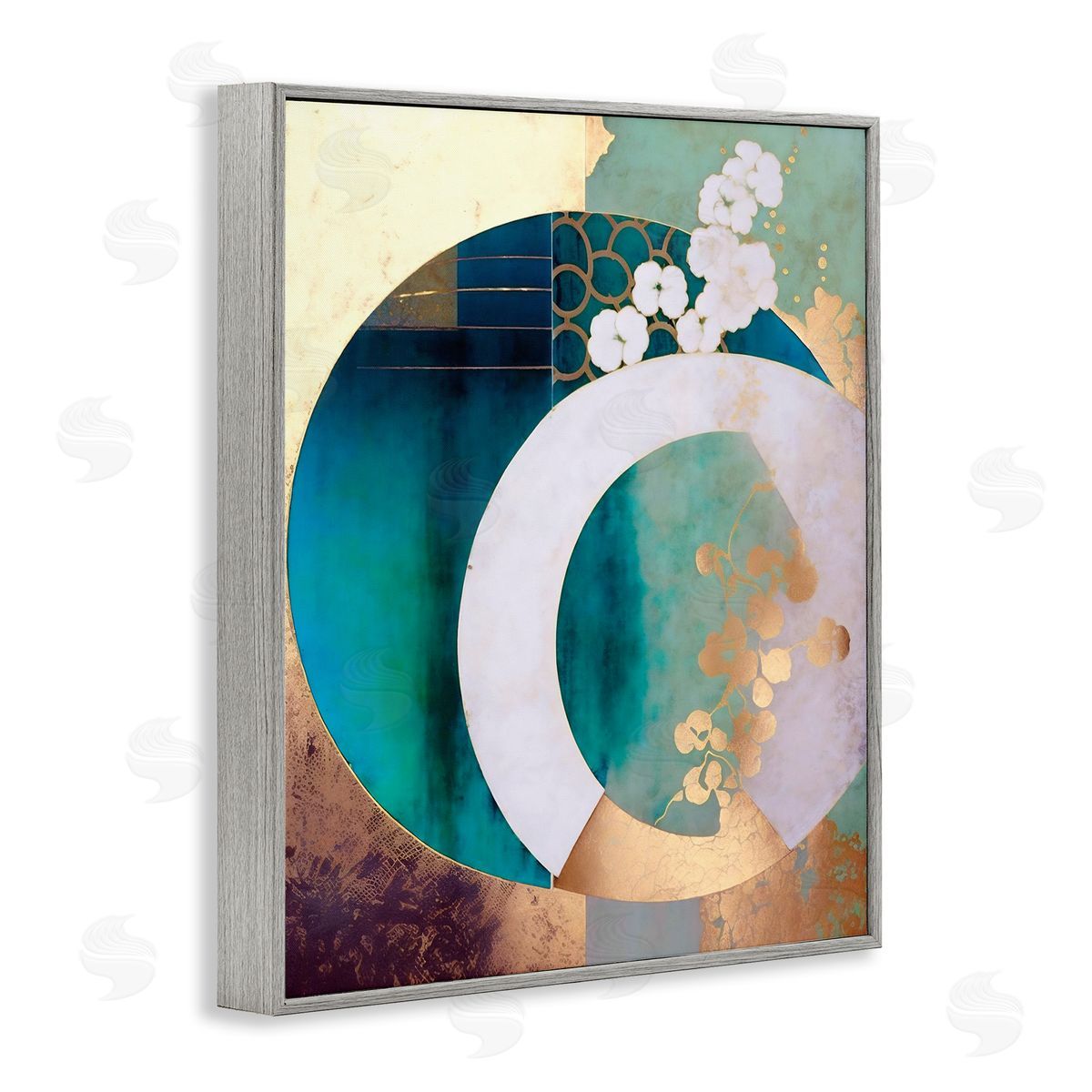 Ray Powers Asian Moon Abstraction Gray Framed Giclee Wall Artside_