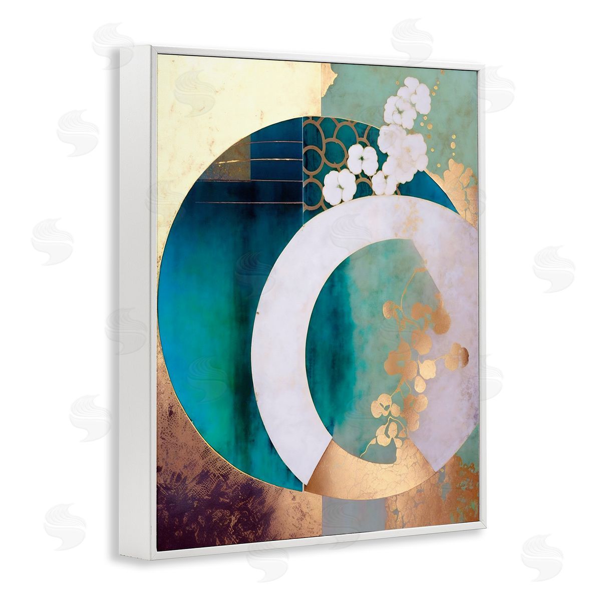 Ray Powers Asian Moon Abstraction White Framed Giclee Wall Artside_