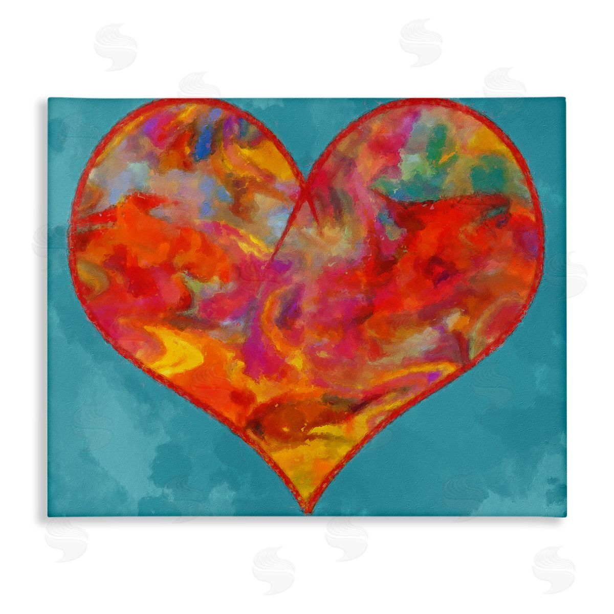 Daniel Sproul Modern Heart on Blue Canvas Wall Art