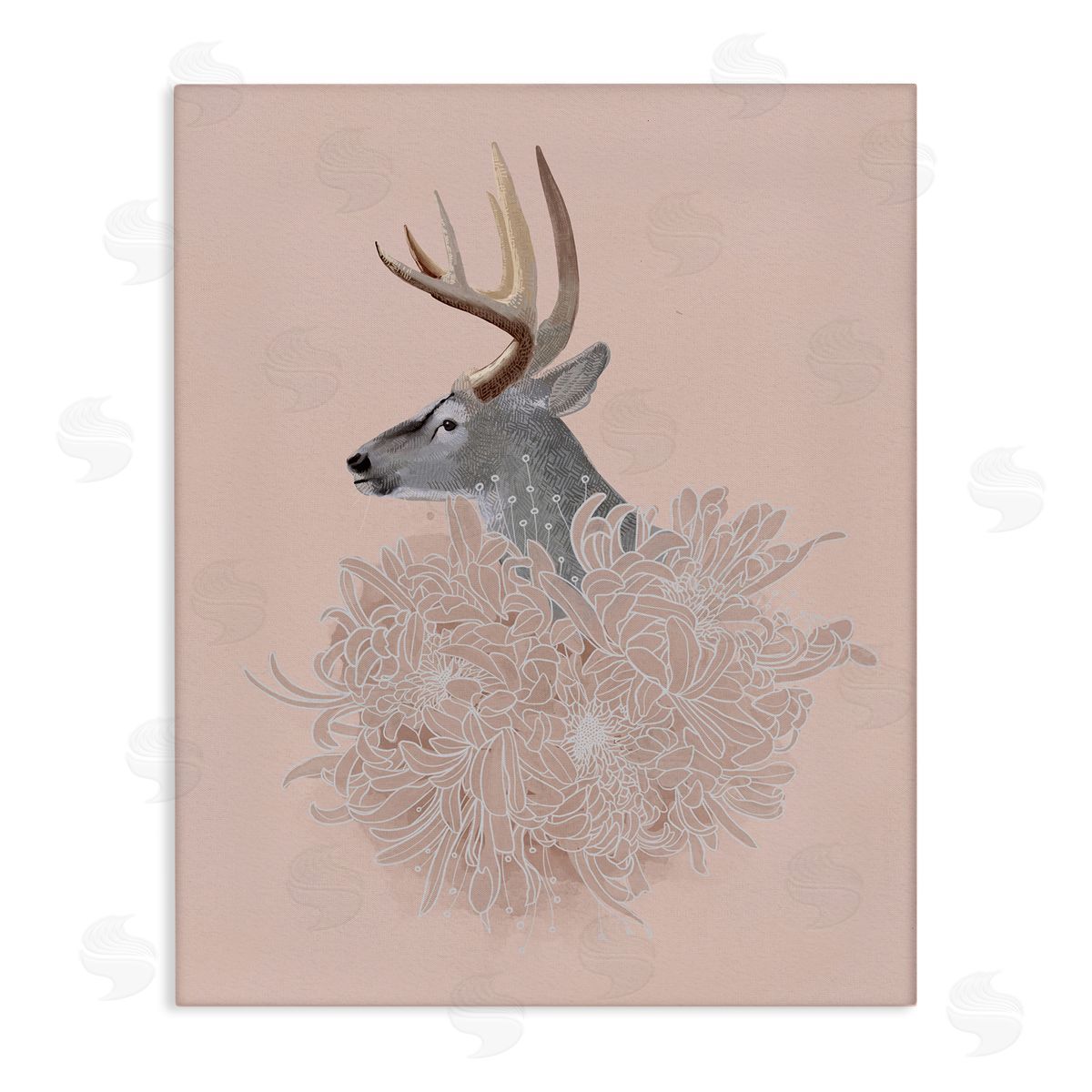 Katie O'Shea Elk & Chrysanthemum Canvas Wall Art
