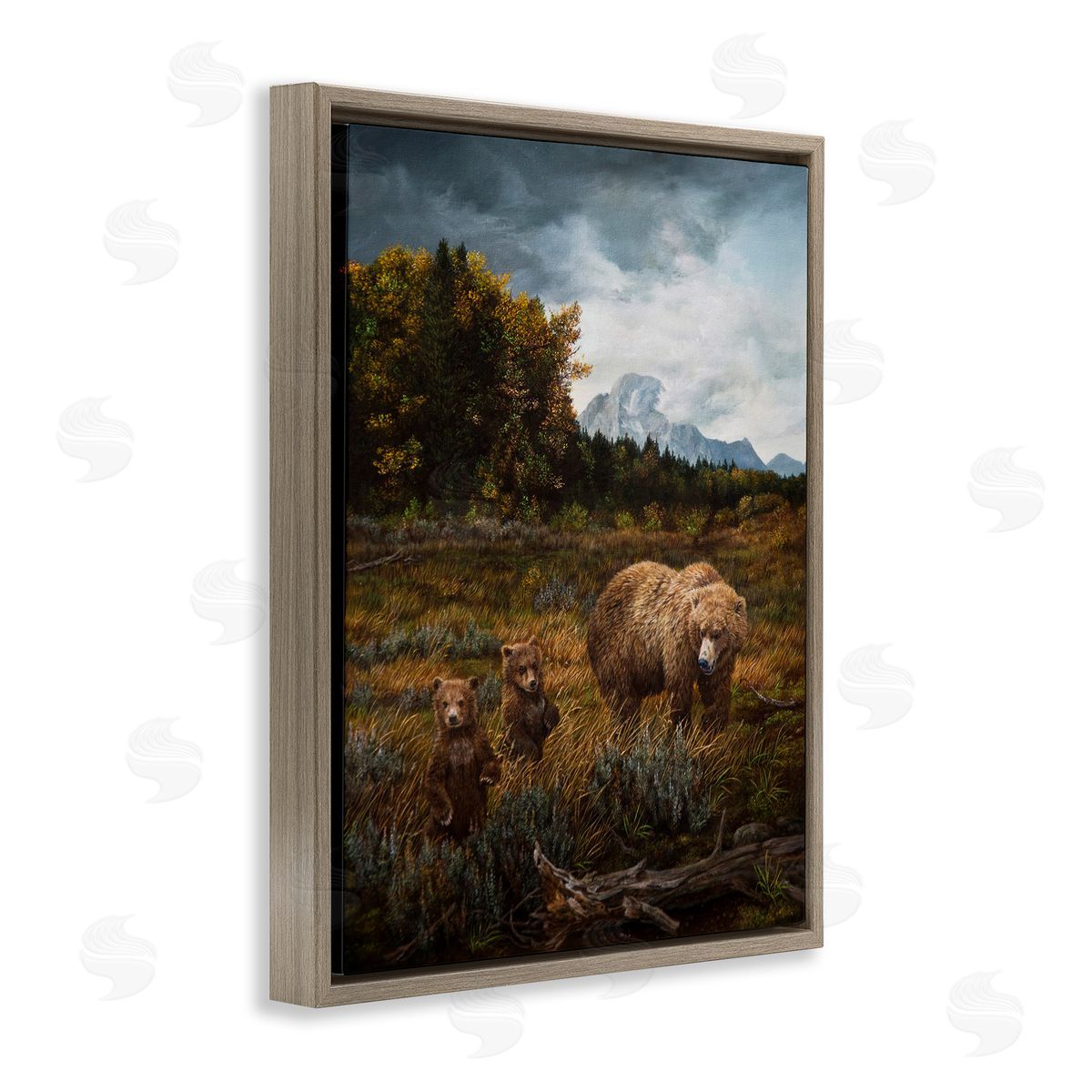 Karla Mann Bears in Nature Scene Brown Floater Frame Canvas Artside_