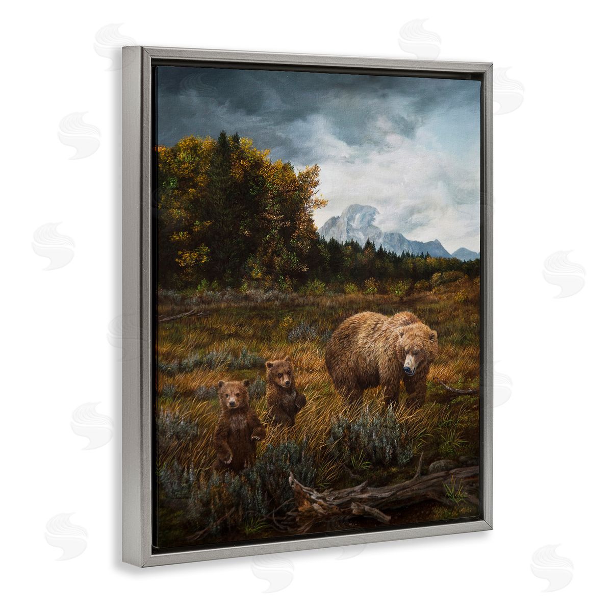 Karla Mann Bears in Nature Scene Gray Floater Frame Canvas Artside_