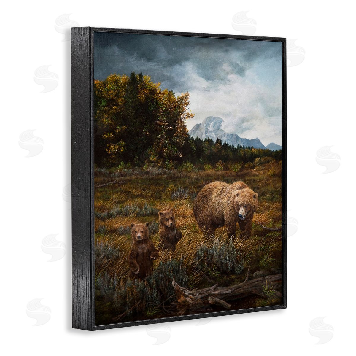 Karla Mann Bears in Nature Scene Black Framed Giclee Wall Artside_